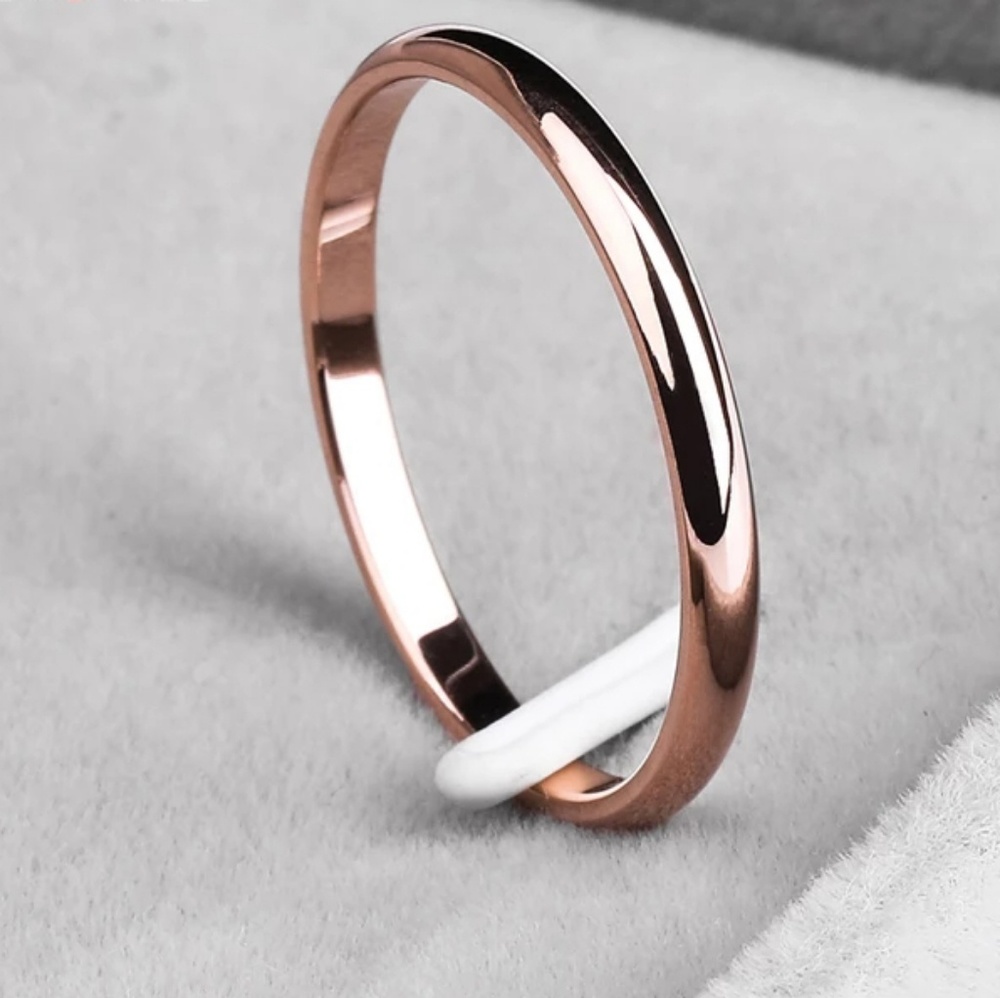 Rose Gold Titanium Steel 2mm Wedding Band Ring